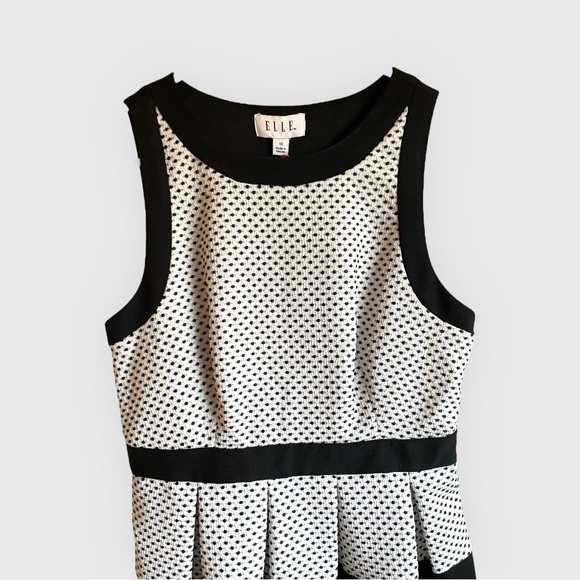 NWT. ELLE™ Striped Jacquard Fit & Flare Dress-Women’s size 10 black & white - Picture 6 of 12